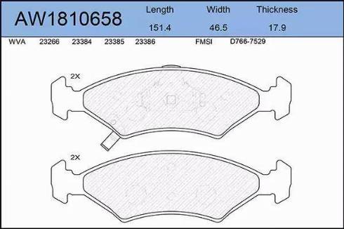 Aywiparts AW1810658 - Тормозные колодки, дисковые, комплект autospares.lv