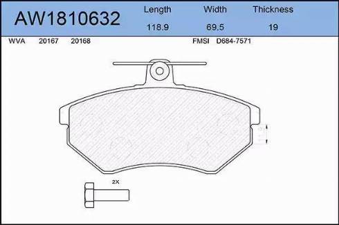 Aywiparts AW1810632 - Тормозные колодки, дисковые, комплект autospares.lv