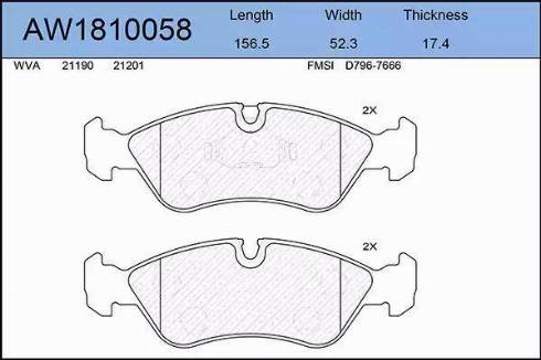 Aywiparts AW1810058 - Тормозные колодки, дисковые, комплект autospares.lv