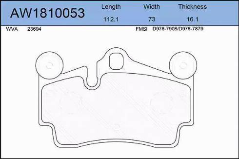 Aywiparts AW1810053 - Тормозные колодки, дисковые, комплект autospares.lv