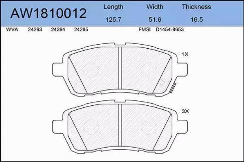 Aywiparts AW1810012 - Тормозные колодки, дисковые, комплект autospares.lv