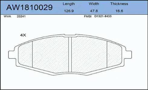 Aywiparts AW1810029 - Тормозные колодки, дисковые, комплект autospares.lv