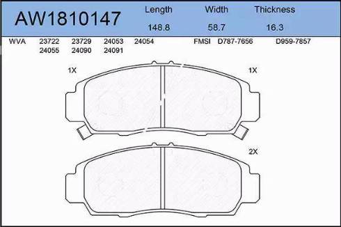 Aywiparts AW1810147 - Тормозные колодки, дисковые, комплект autospares.lv