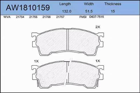 Aywiparts AW1810159 - Тормозные колодки, дисковые, комплект autospares.lv