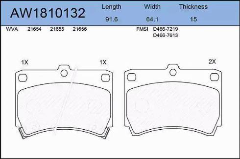 Aywiparts AW1810132 - Тормозные колодки, дисковые, комплект autospares.lv