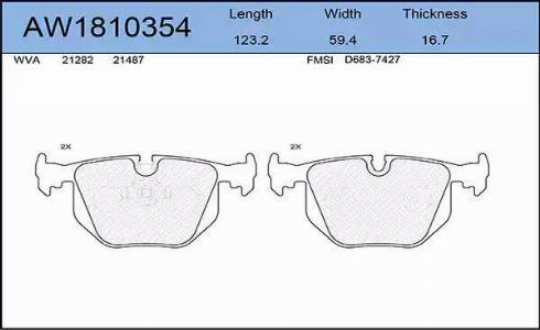 Aywiparts AW1810354 - Тормозные колодки, дисковые, комплект autospares.lv