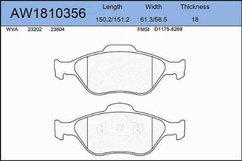 Aywiparts AW1810356 - Тормозные колодки, дисковые, комплект autospares.lv