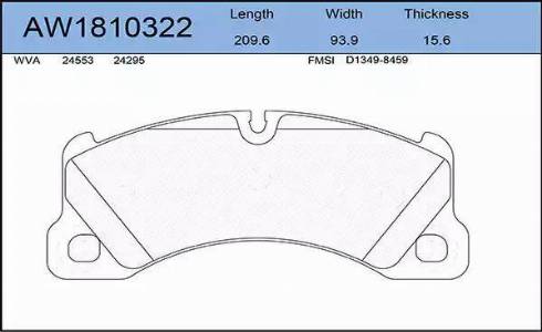 Aywiparts AW1810322 - Тормозные колодки, дисковые, комплект autospares.lv