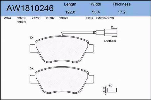 Aywiparts AW1810246 - Тормозные колодки, дисковые, комплект autospares.lv