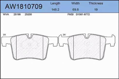 Aywiparts AW1810709 - Тормозные колодки, дисковые, комплект autospares.lv