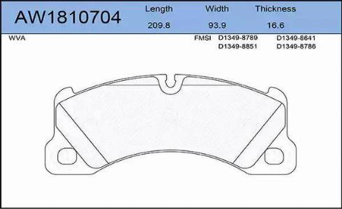 Aywiparts AW1810704 - Тормозные колодки, дисковые, комплект autospares.lv