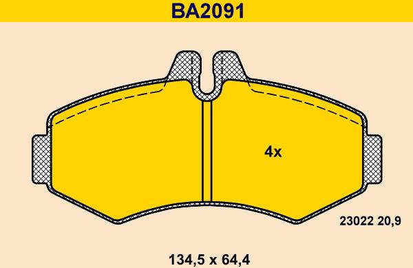 Barum BA2091 - Тормозные колодки, дисковые, комплект autospares.lv