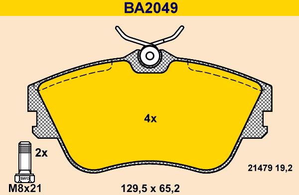 Barum BA2049 - Тормозные колодки, дисковые, комплект autospares.lv