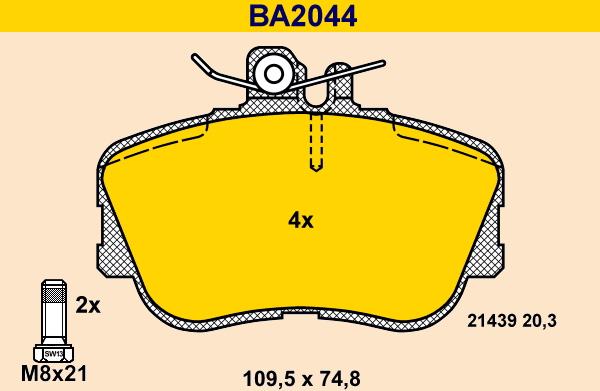 Barum BA2044 - Тормозные колодки, дисковые, комплект autospares.lv