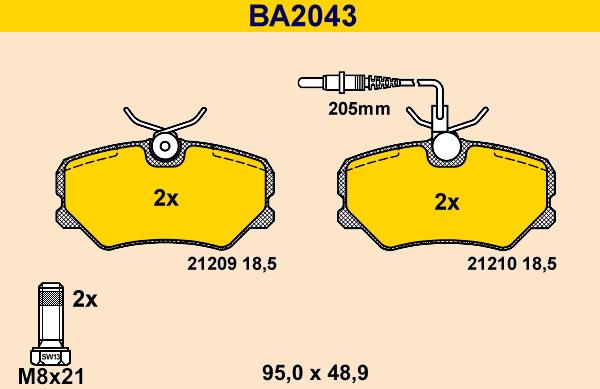Barum BA2043 - Тормозные колодки, дисковые, комплект autospares.lv