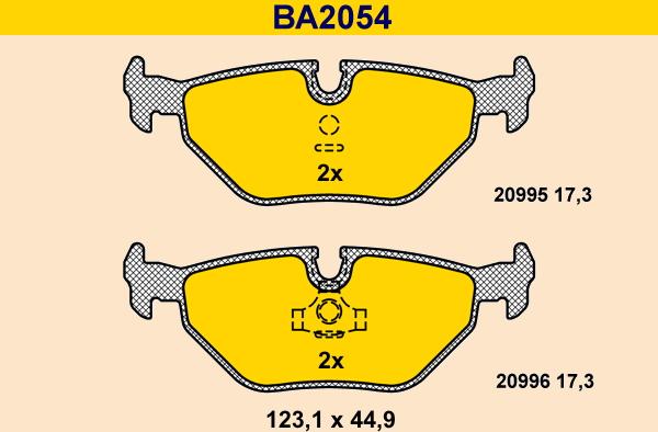 Barum BA2054 - Тормозные колодки, дисковые, комплект autospares.lv