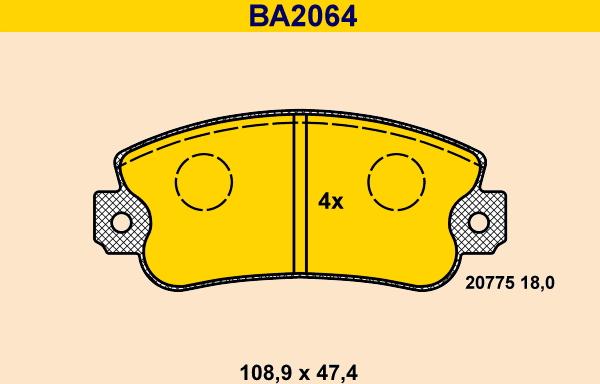 Barum BA2064 - Тормозные колодки, дисковые, комплект autospares.lv