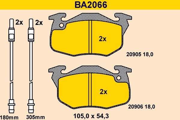 Barum BA2066 - Тормозные колодки, дисковые, комплект autospares.lv