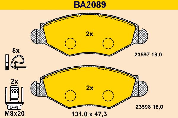 Barum BA2089 - Тормозные колодки, дисковые, комплект autospares.lv