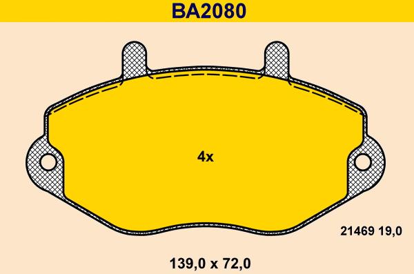 Barum BA2080 - Тормозные колодки, дисковые, комплект autospares.lv