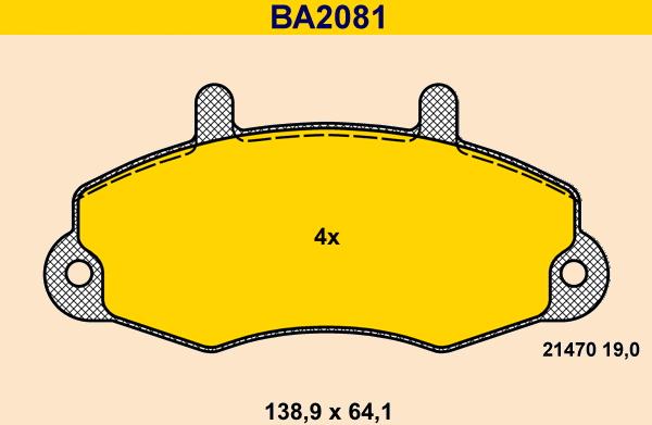 Barum BA2081 - Тормозные колодки, дисковые, комплект autospares.lv