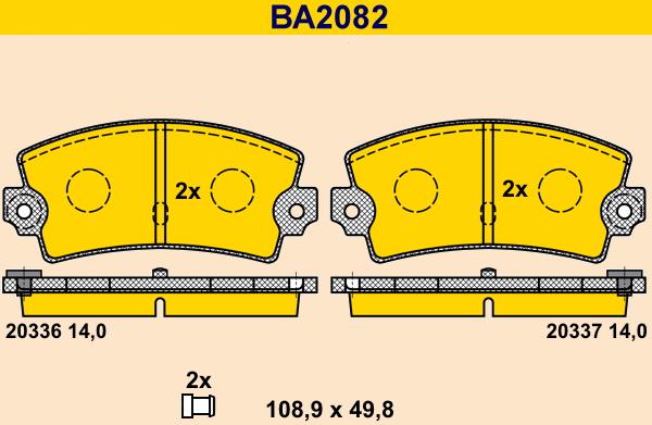 Barum BA2082 - Тормозные колодки, дисковые, комплект autospares.lv