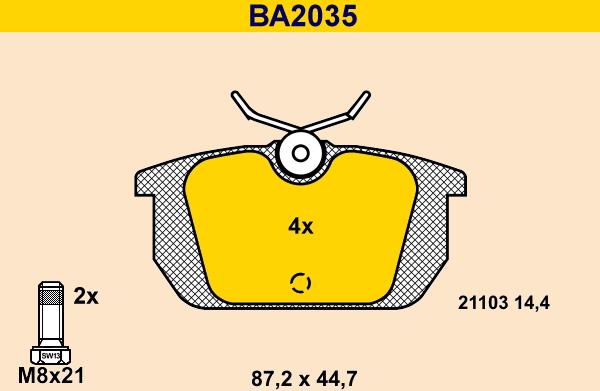 Barum BA2035 - Тормозные колодки, дисковые, комплект autospares.lv