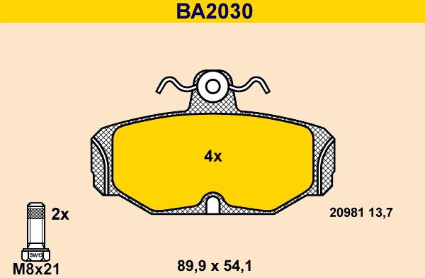 Barum BA2030 - Тормозные колодки, дисковые, комплект autospares.lv