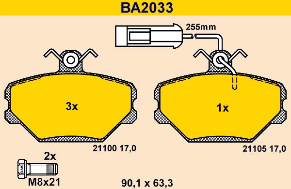 Barum BA2033 - Тормозные колодки, дисковые, комплект autospares.lv