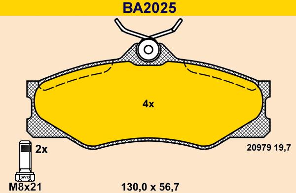 Barum BA2025 - Тормозные колодки, дисковые, комплект autospares.lv