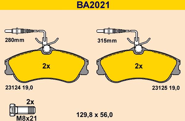 Barum BA2021 - Тормозные колодки, дисковые, комплект autospares.lv