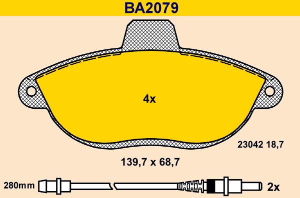 Barum BA2079 - Тормозные колодки, дисковые, комплект autospares.lv