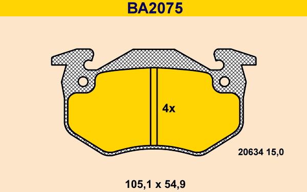 Barum BA2075 - Тормозные колодки, дисковые, комплект autospares.lv