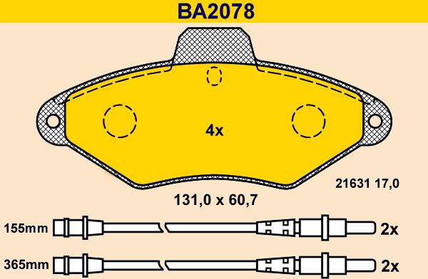 Barum BA2078 - Тормозные колодки, дисковые, комплект autospares.lv