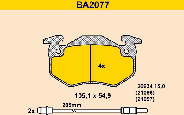 Barum BA2077 - Тормозные колодки, дисковые, комплект autospares.lv