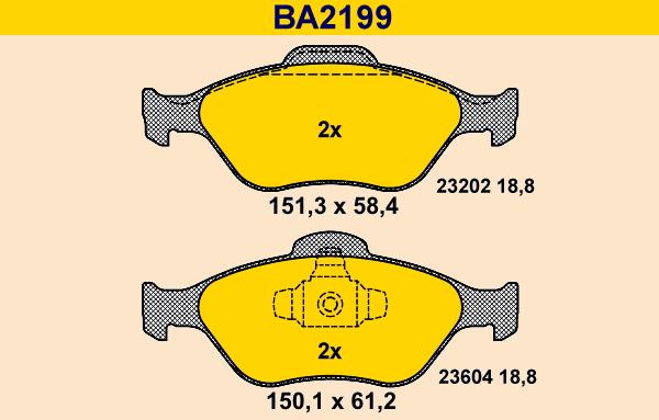 Barum BA2199 - Тормозные колодки, дисковые, комплект autospares.lv