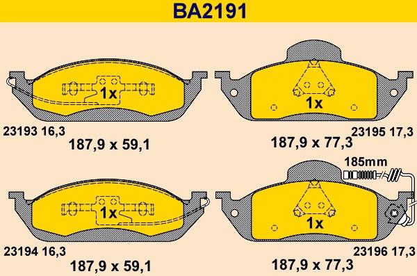 Barum BA2191 - Тормозные колодки, дисковые, комплект autospares.lv