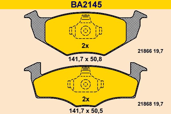 Barum BA2145 - Тормозные колодки, дисковые, комплект autospares.lv