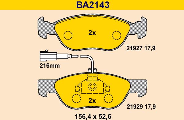 Barum BA2143 - Тормозные колодки, дисковые, комплект autospares.lv
