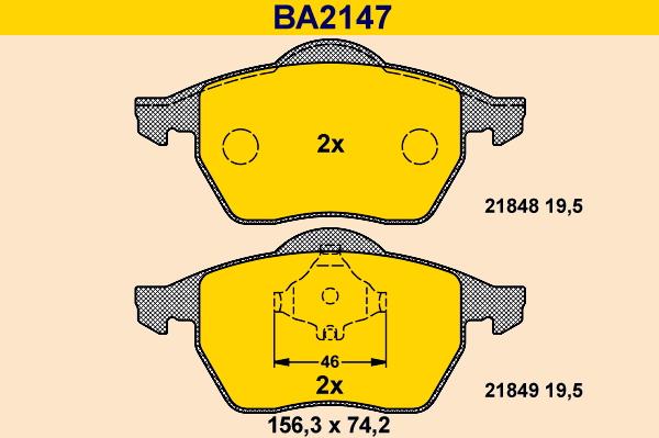 Barum BA2147 - Тормозные колодки, дисковые, комплект autospares.lv