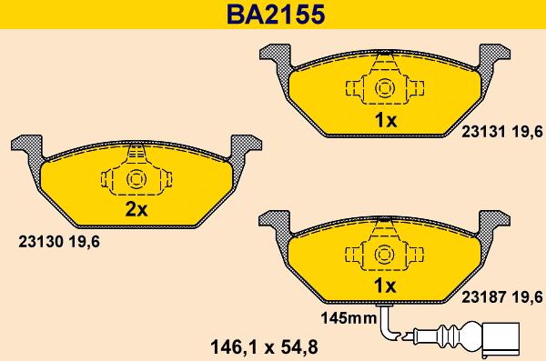 Barum BA2155 - Тормозные колодки, дисковые, комплект autospares.lv