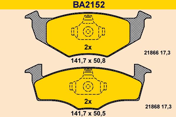 Barum BA2152 - Тормозные колодки, дисковые, комплект autospares.lv