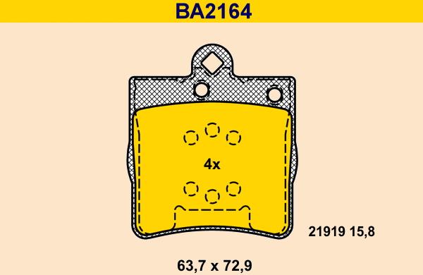 Barum BA2164 - Тормозные колодки, дисковые, комплект autospares.lv