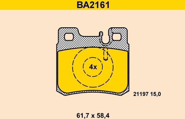 Barum BA2161 - Тормозные колодки, дисковые, комплект autospares.lv