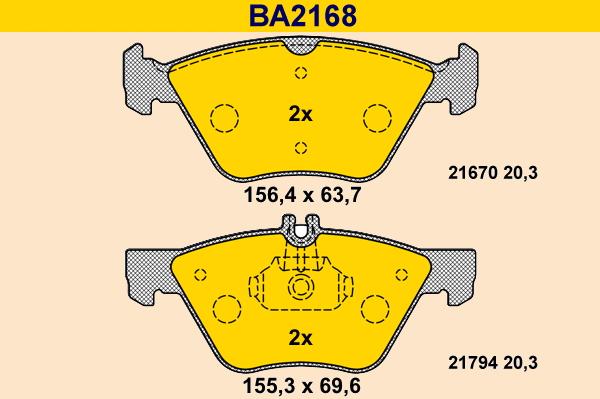 Barum BA2168 - Тормозные колодки, дисковые, комплект autospares.lv