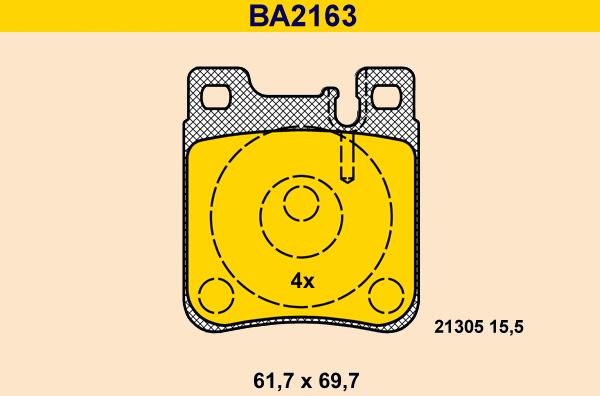 Barum BA2163 - Тормозные колодки, дисковые, комплект autospares.lv