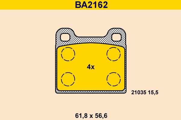 Barum BA2162 - Тормозные колодки, дисковые, комплект autospares.lv