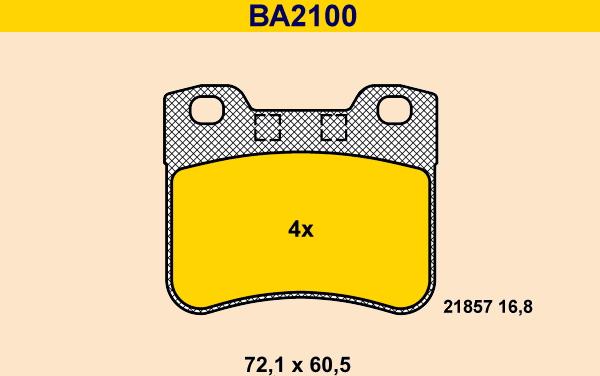 Barum BA2100 - Тормозные колодки, дисковые, комплект autospares.lv