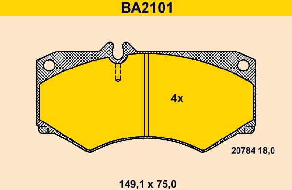 Barum BA2101 - Тормозные колодки, дисковые, комплект autospares.lv