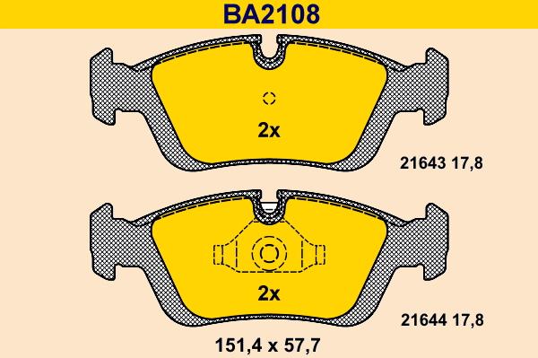 Barum BA2108 - Тормозные колодки, дисковые, комплект autospares.lv